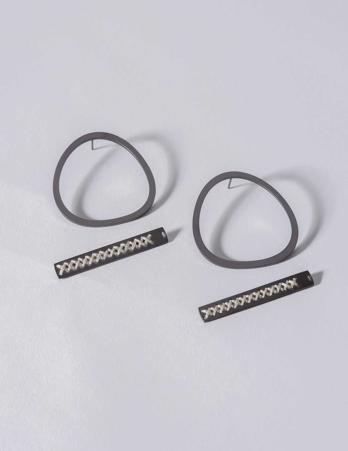 2Way Oval Black Earrings CHARALAMPIA
