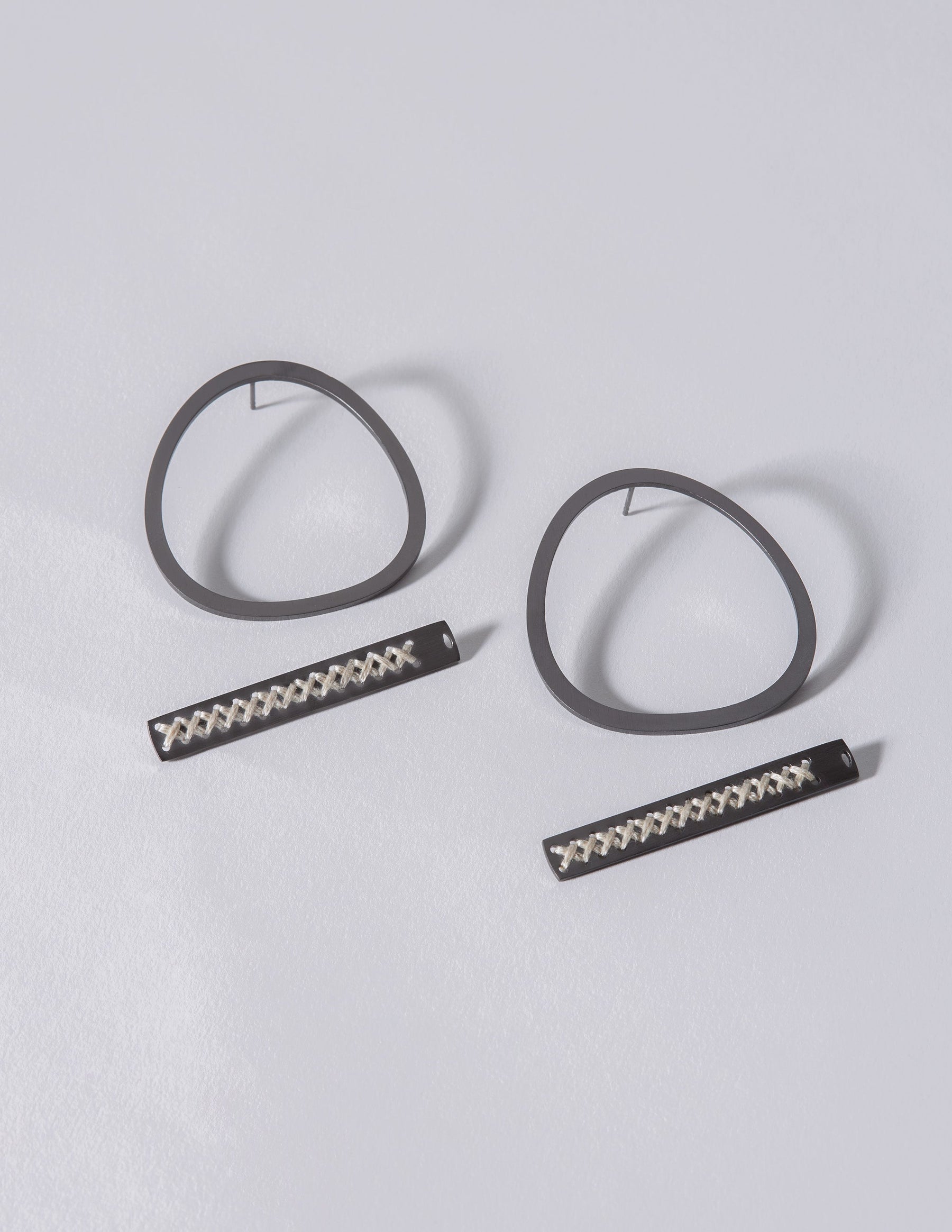 2Way Oval Black Earrings CHARALAMPIA