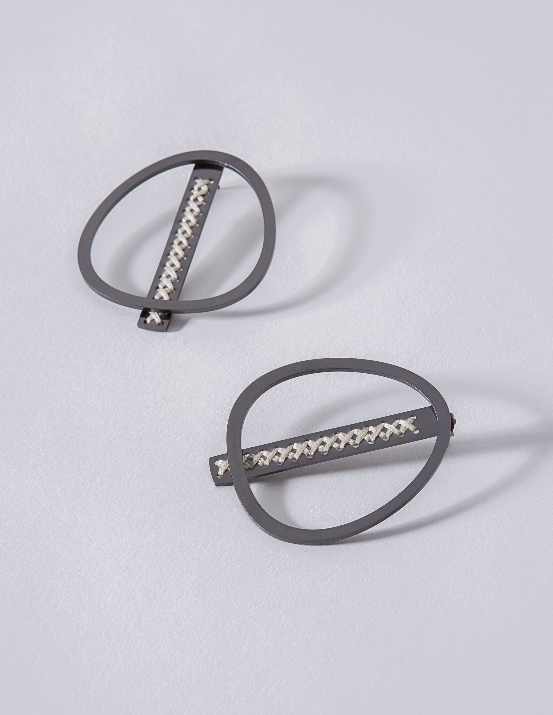 2Way Oval Black Earrings CHARALAMPIA