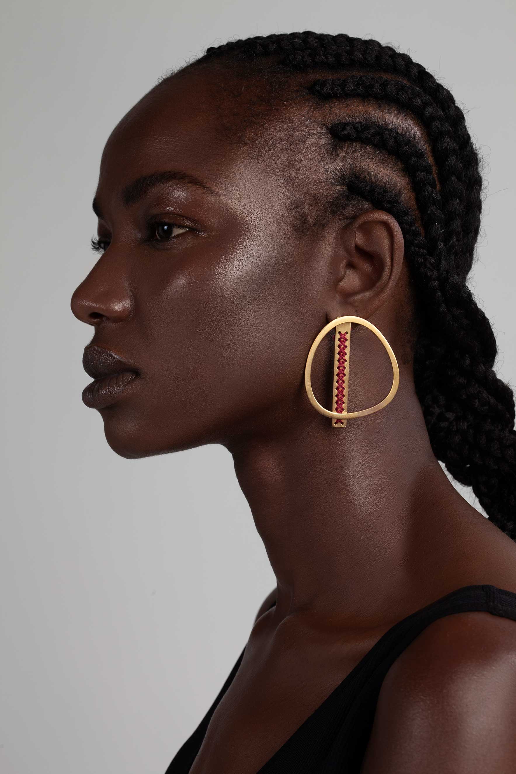 2Way Oval Gold Earrings CHARALAMPIA