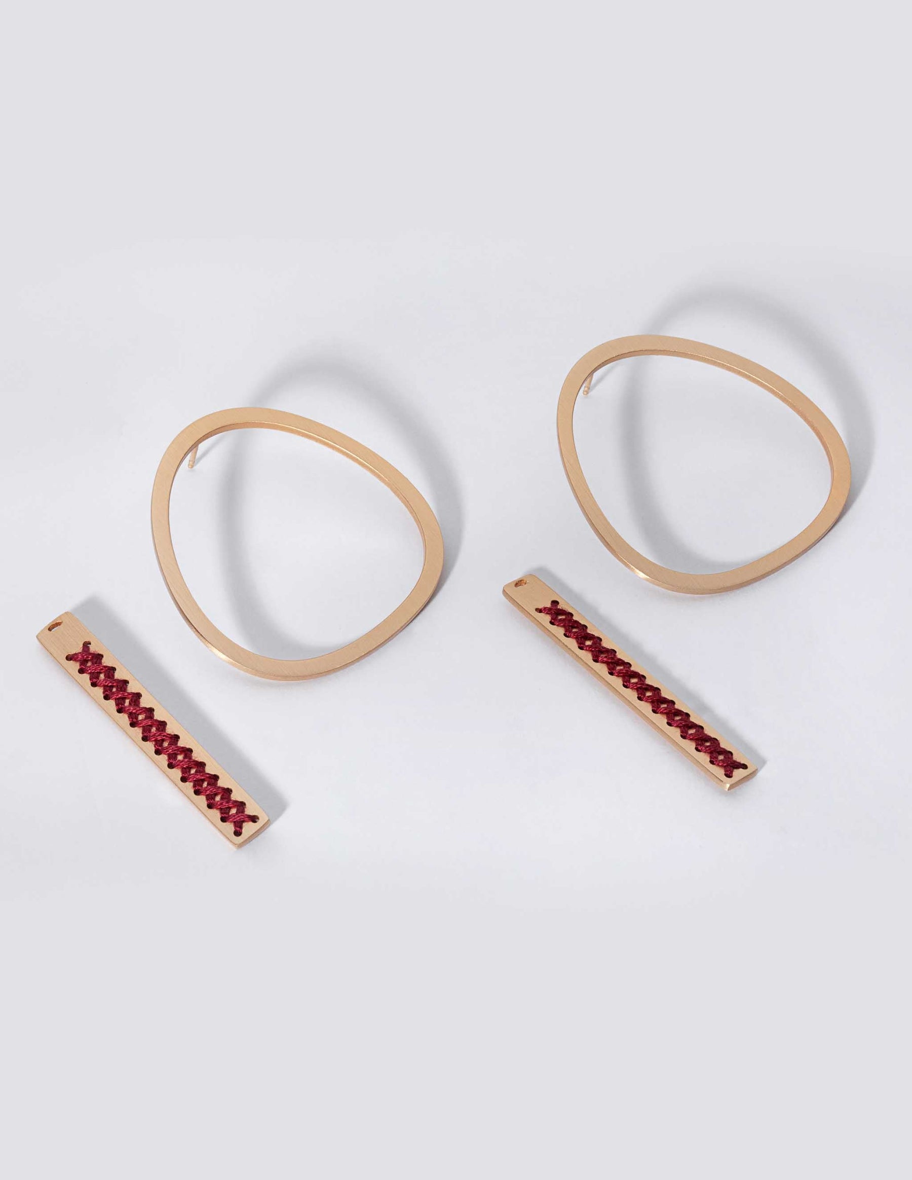 2Way Oval Gold Earrings CHARALAMPIA