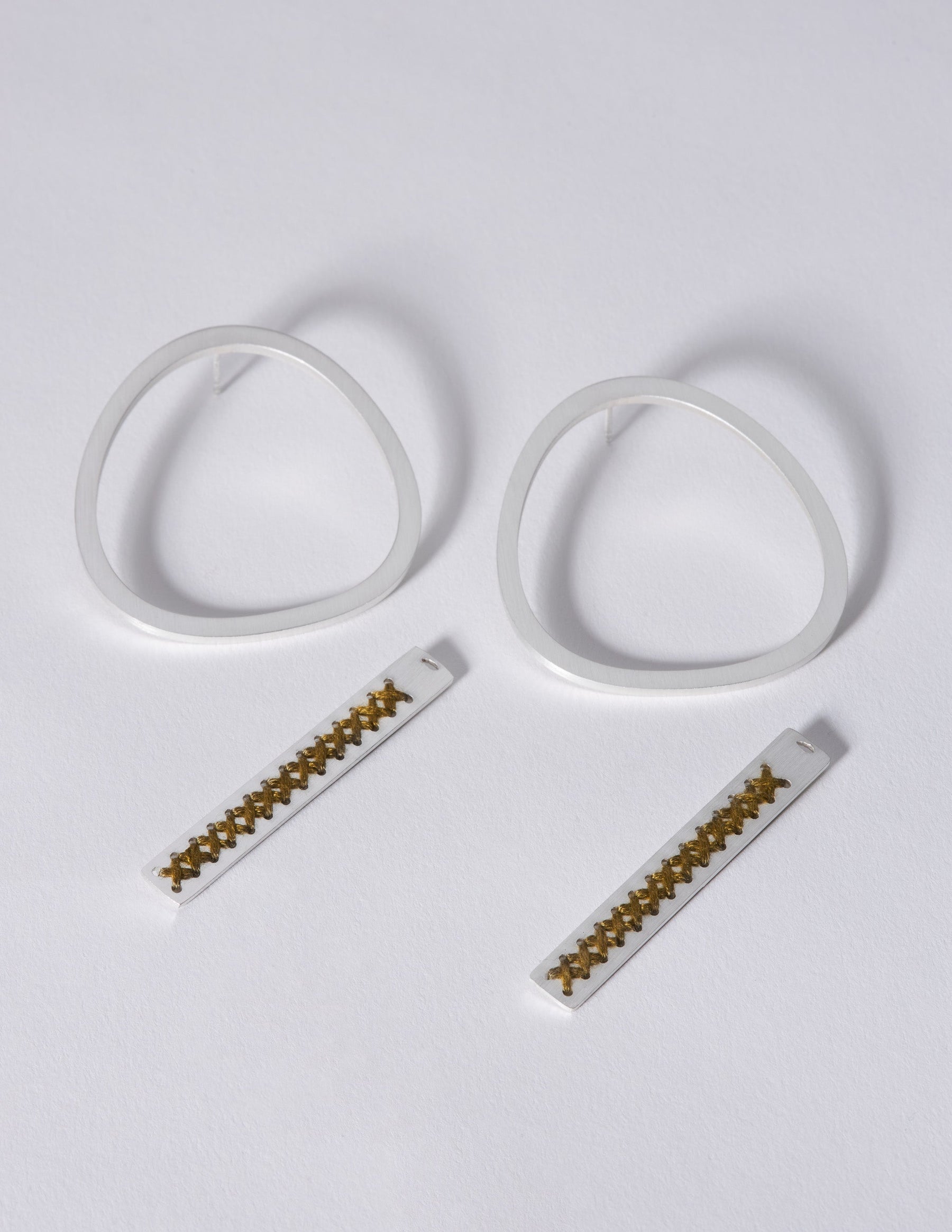 2Way Oval Silver Earrings CHARALAMPIA