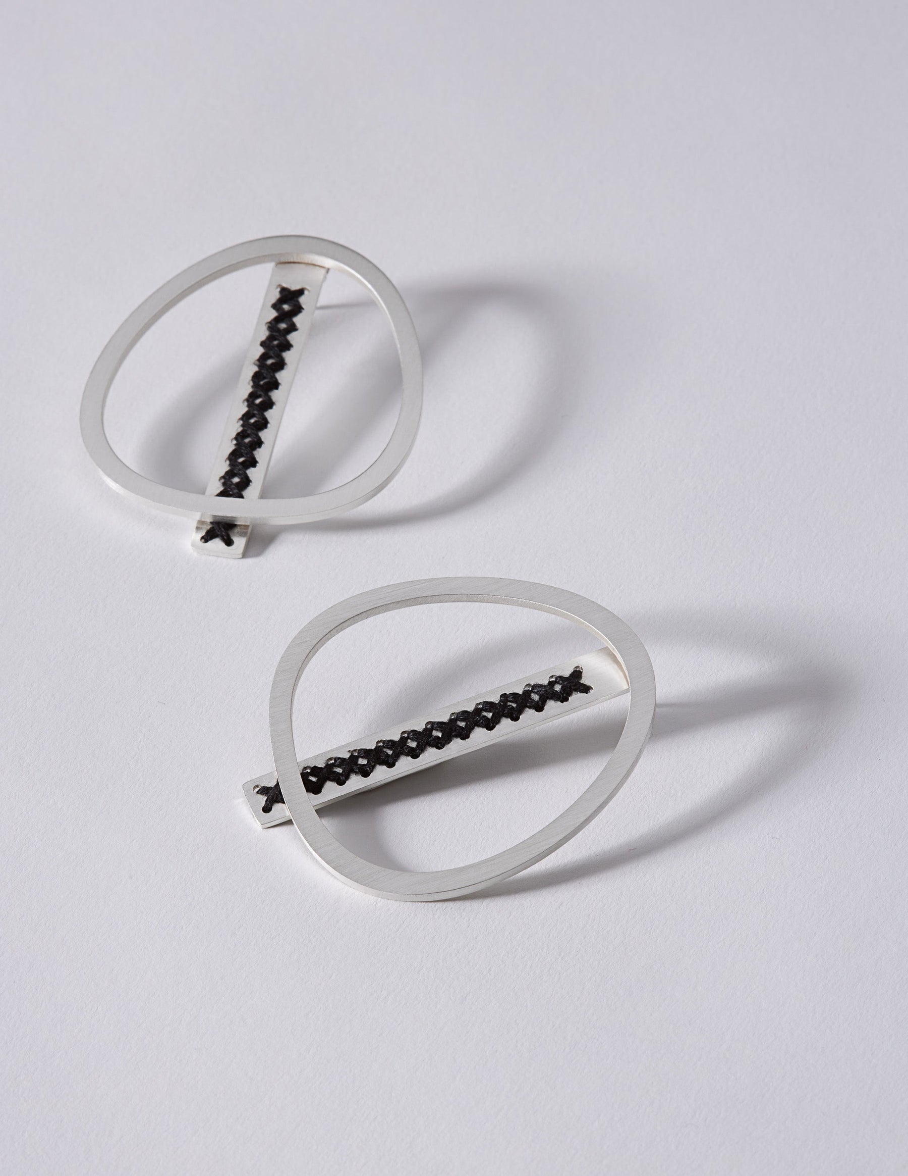 2Way Oval Silver Earrings CHARALAMPIA