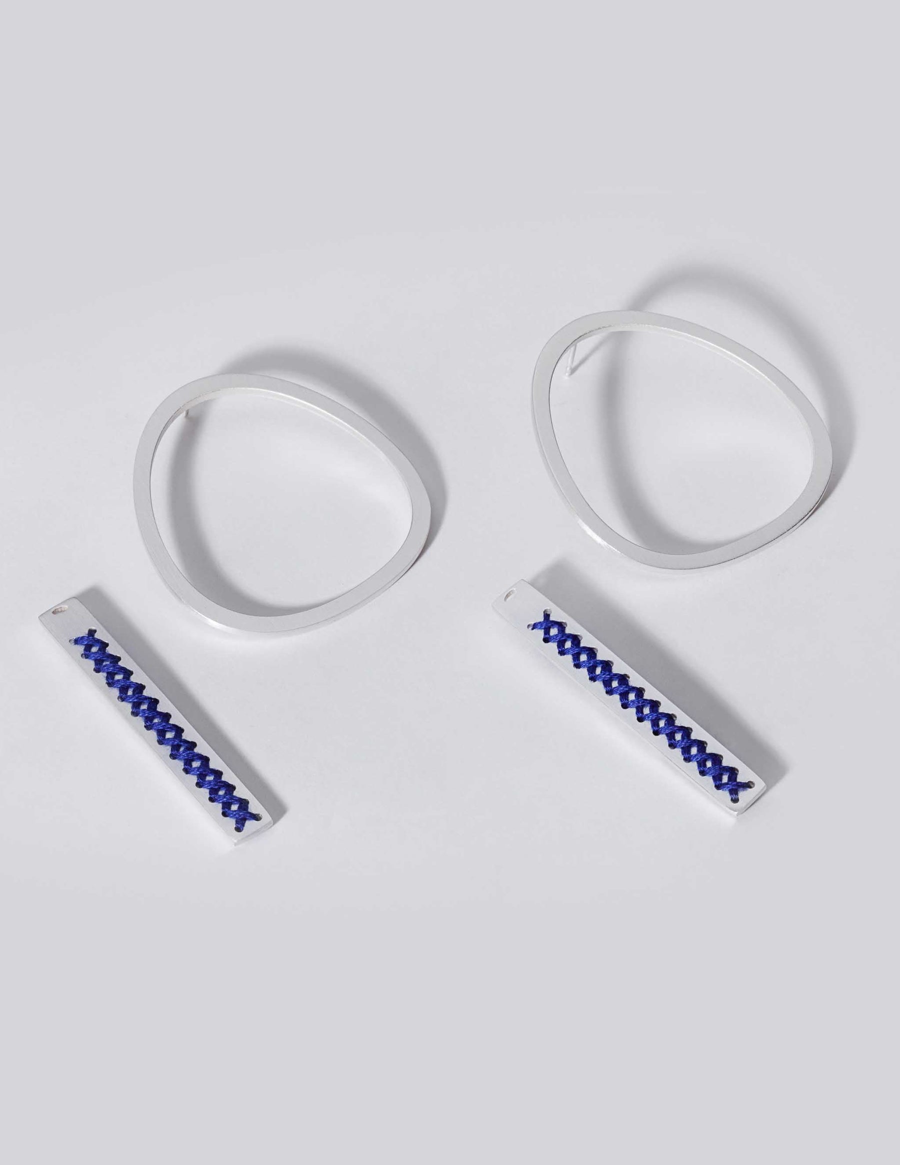 2Way Oval Silver Earrings CHARALAMPIA