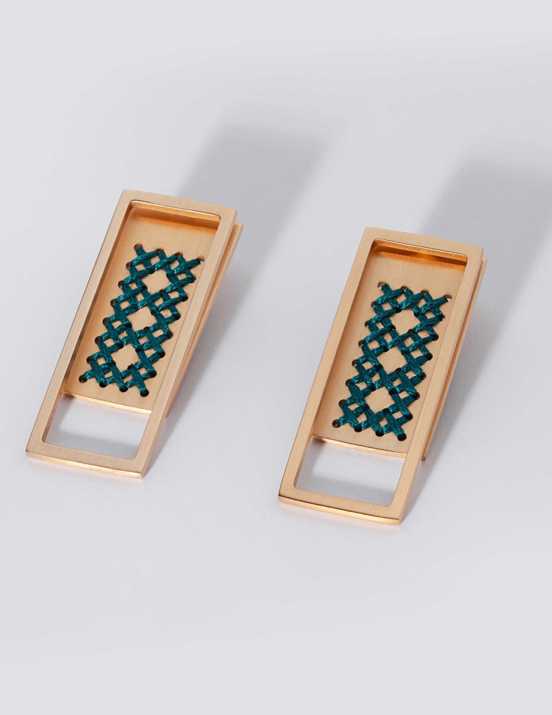 2Way Rectangle Gold Earrings CHARALAMPIA