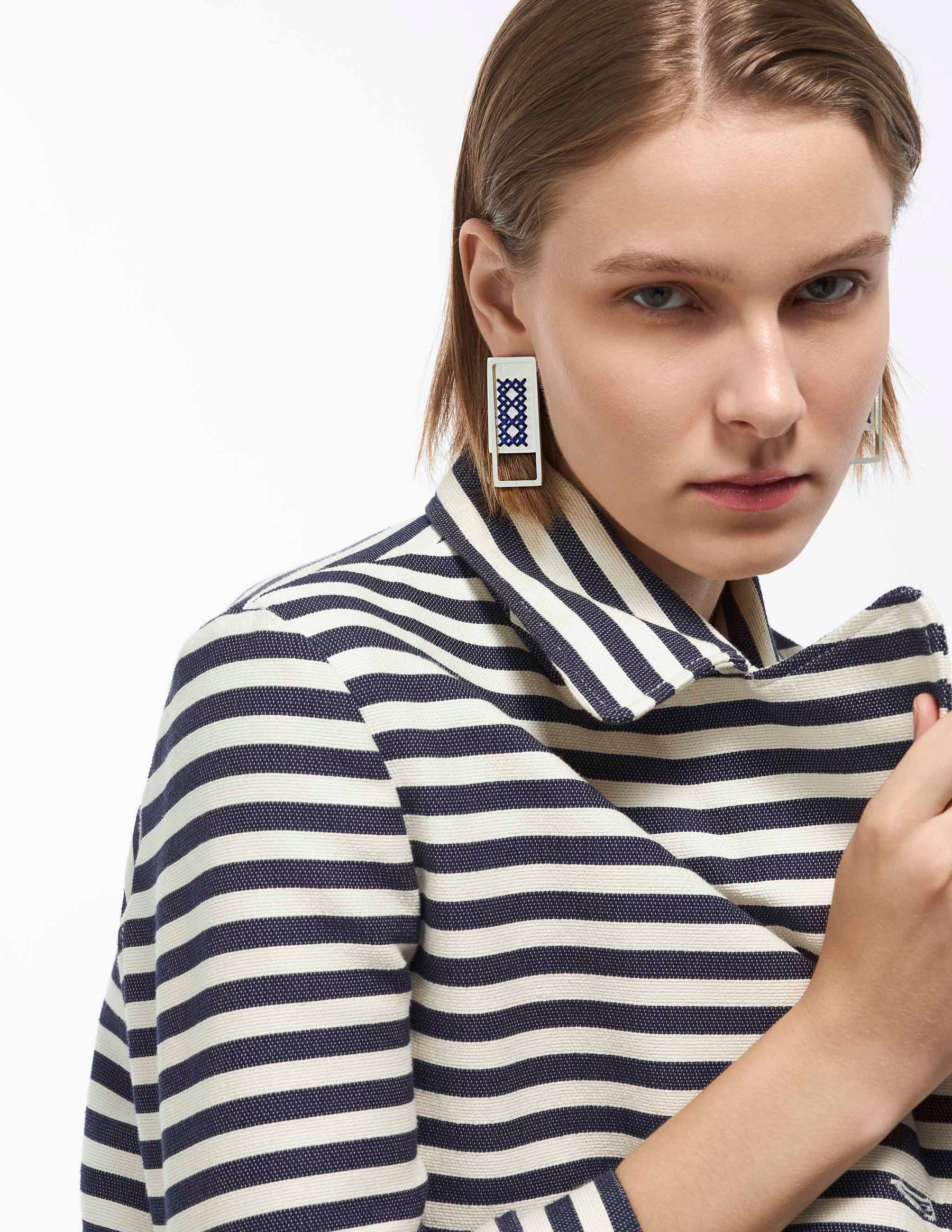 2Way Rectangle Silver Earrings CHARALAMPIA