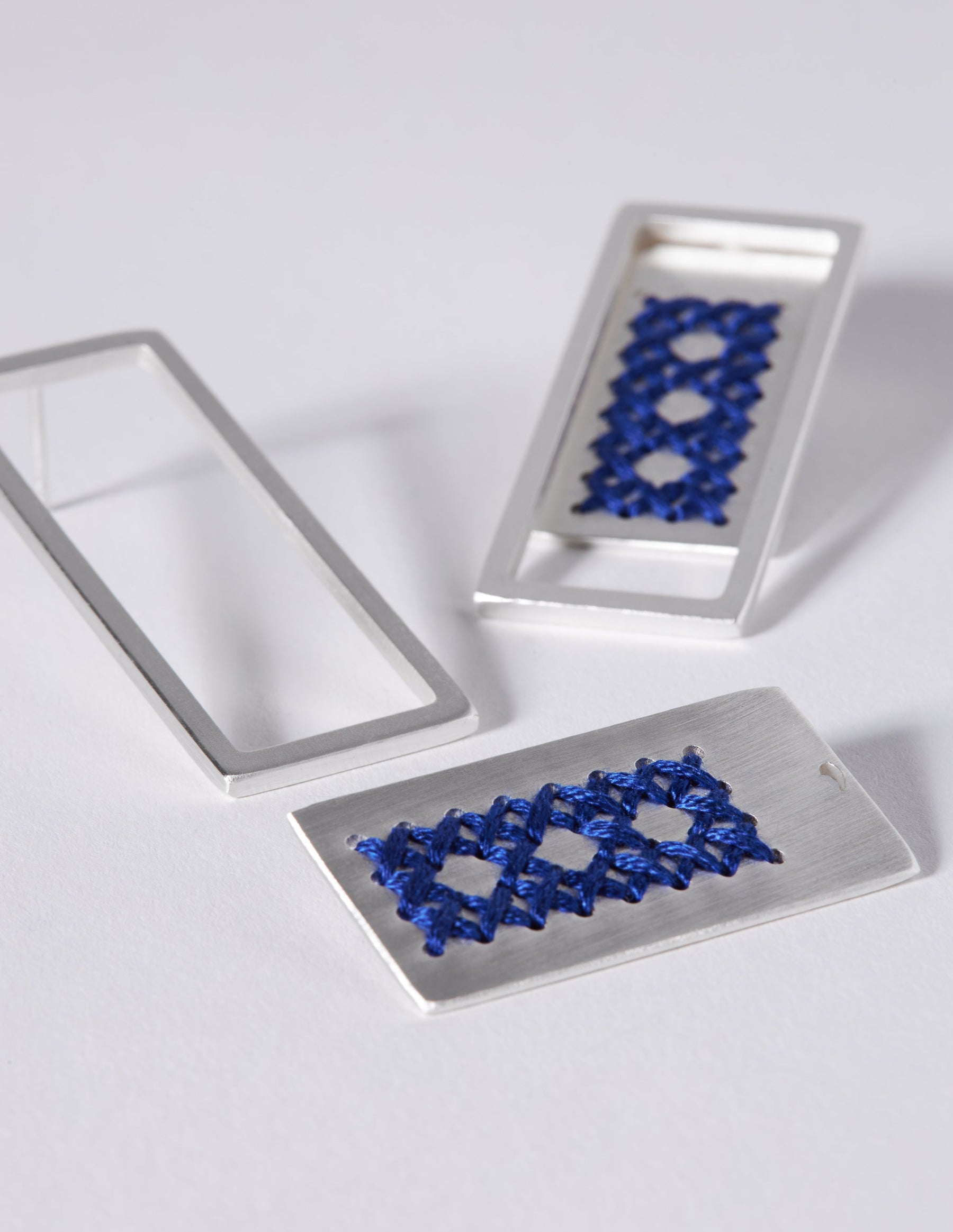 2Way Rectangle Silver Earrings CHARALAMPIA