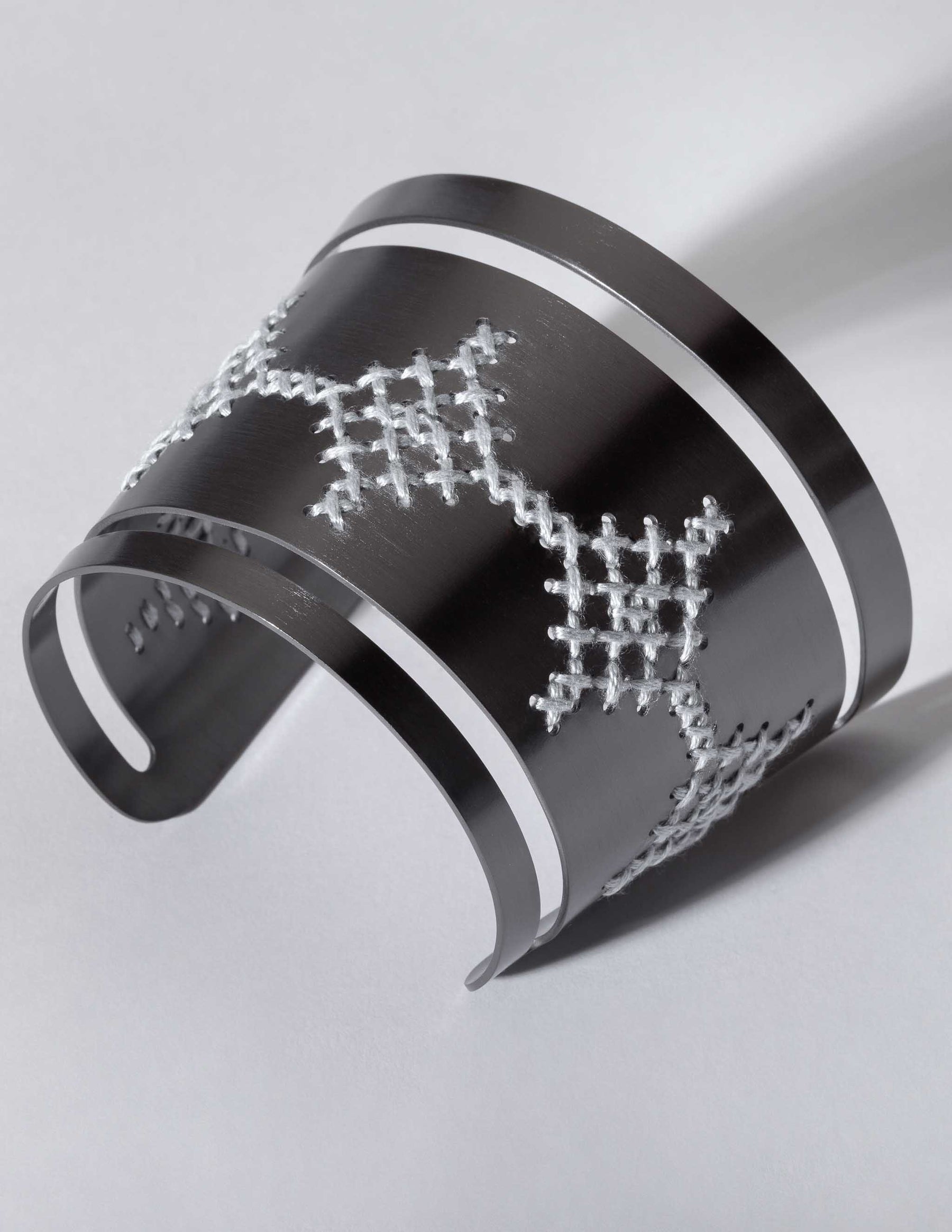 Cross Chain Black Cuff - CHARALAMPIA