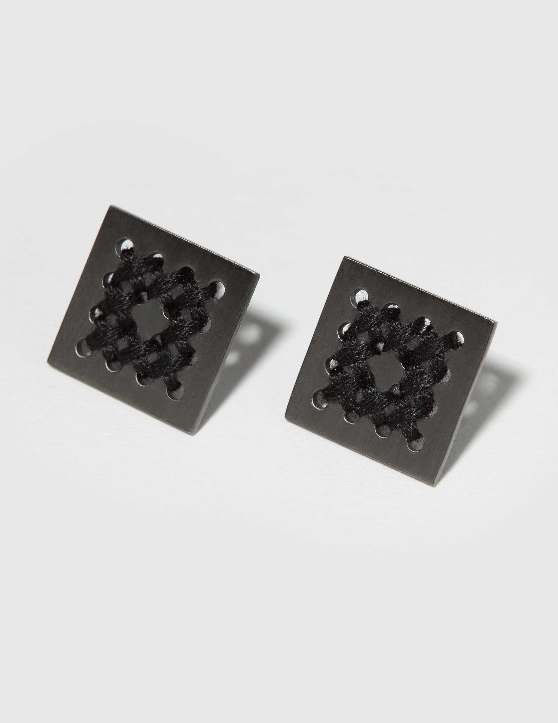 Fry Black Stud Earrings - CHARALAMPIA