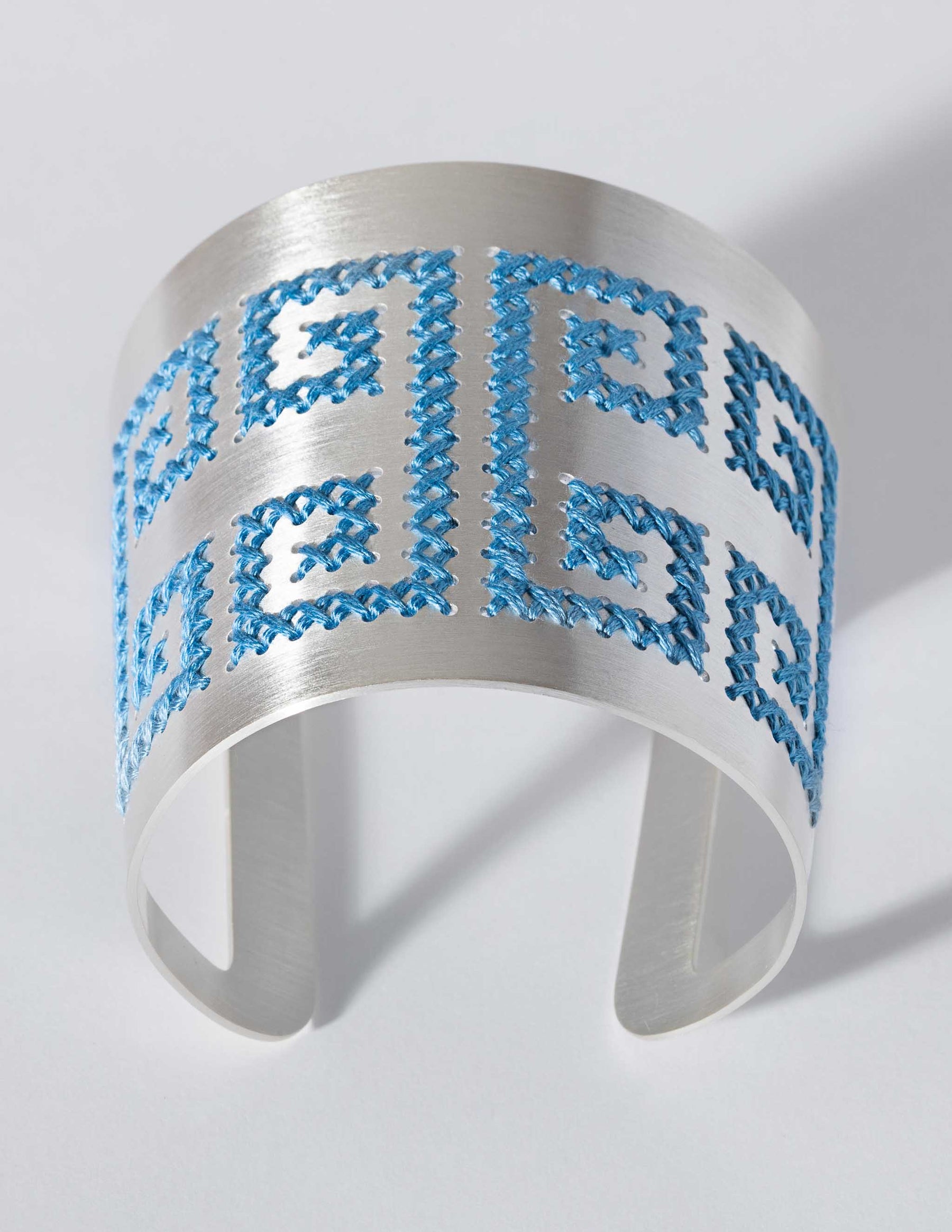 Greek Key Silver Cuff - CHARALAMPIA
