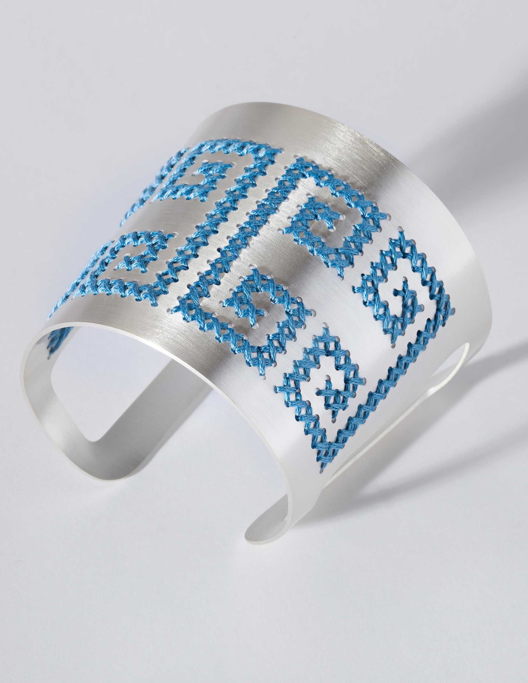 Greek Key Silver Cuff - CHARALAMPIA