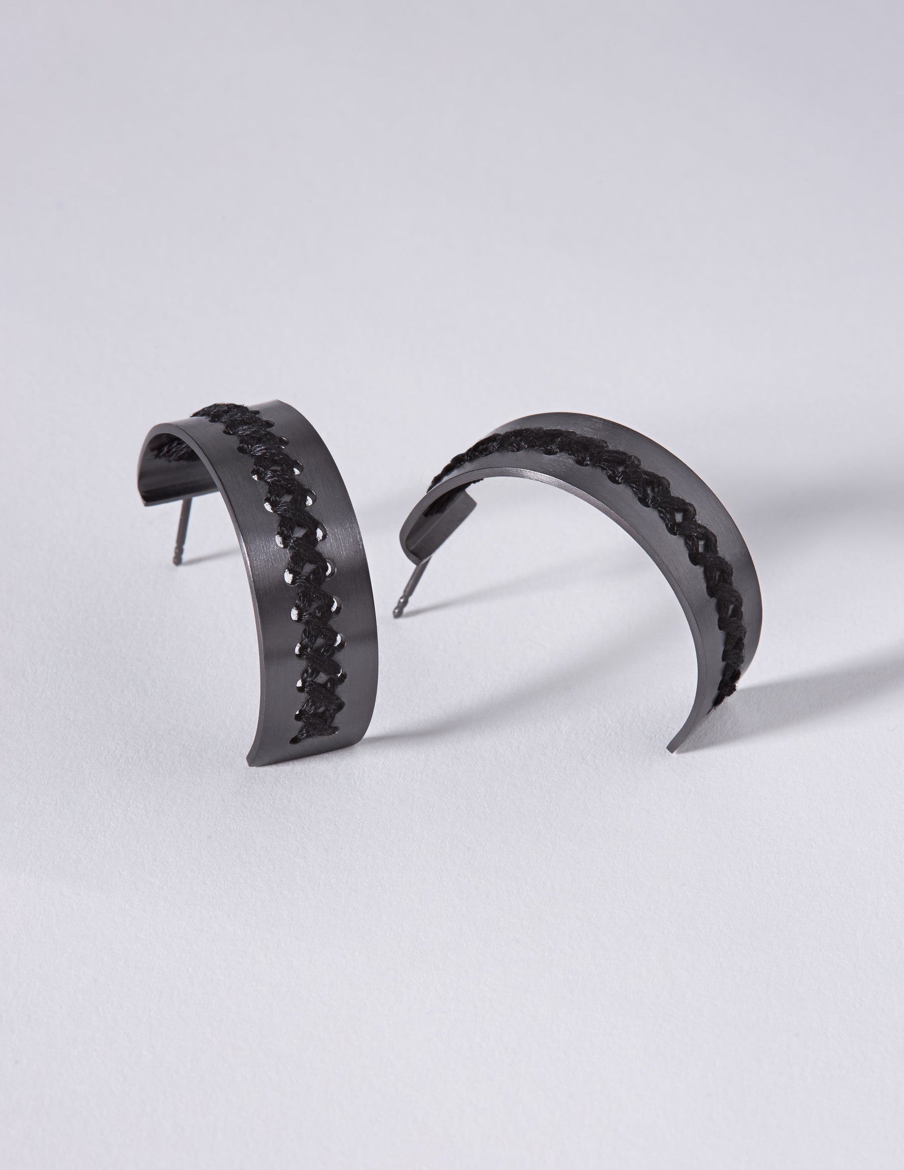Hera Black Hoop Earrings - CHARALAMPIA