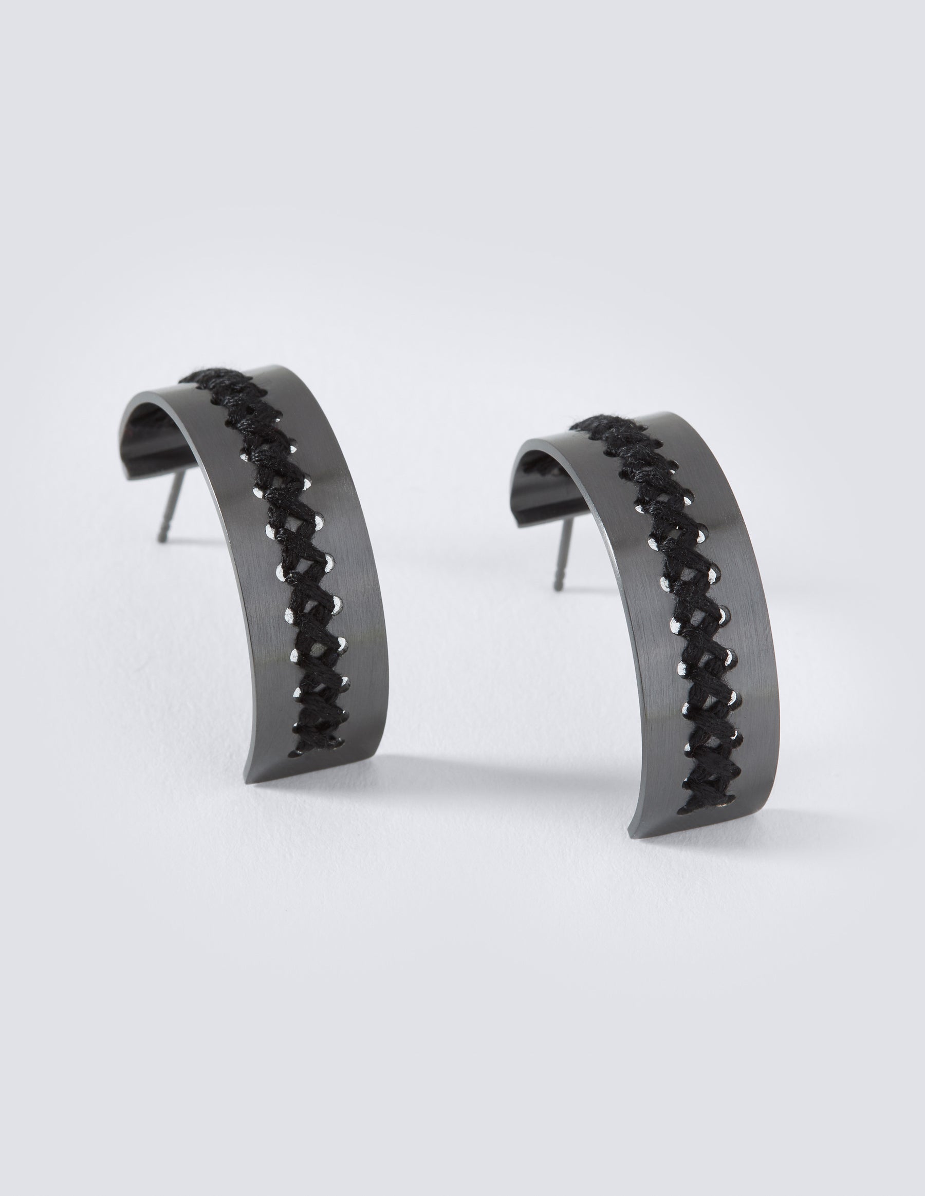 Hera Black Hoop Earrings - CHARALAMPIA