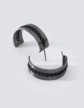 Hera Black Hoop Earrings - CHARALAMPIA
