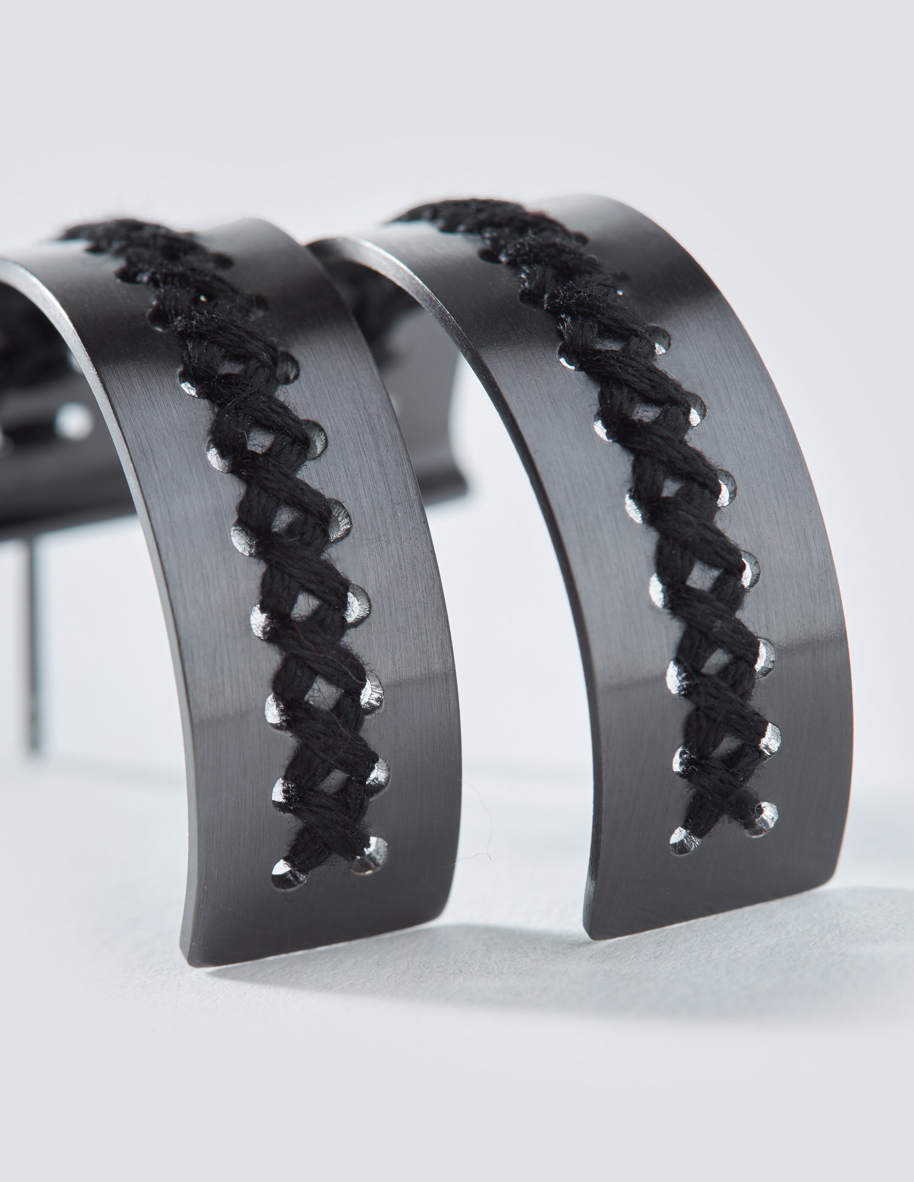 Hera Black Hoop Earrings - CHARALAMPIA