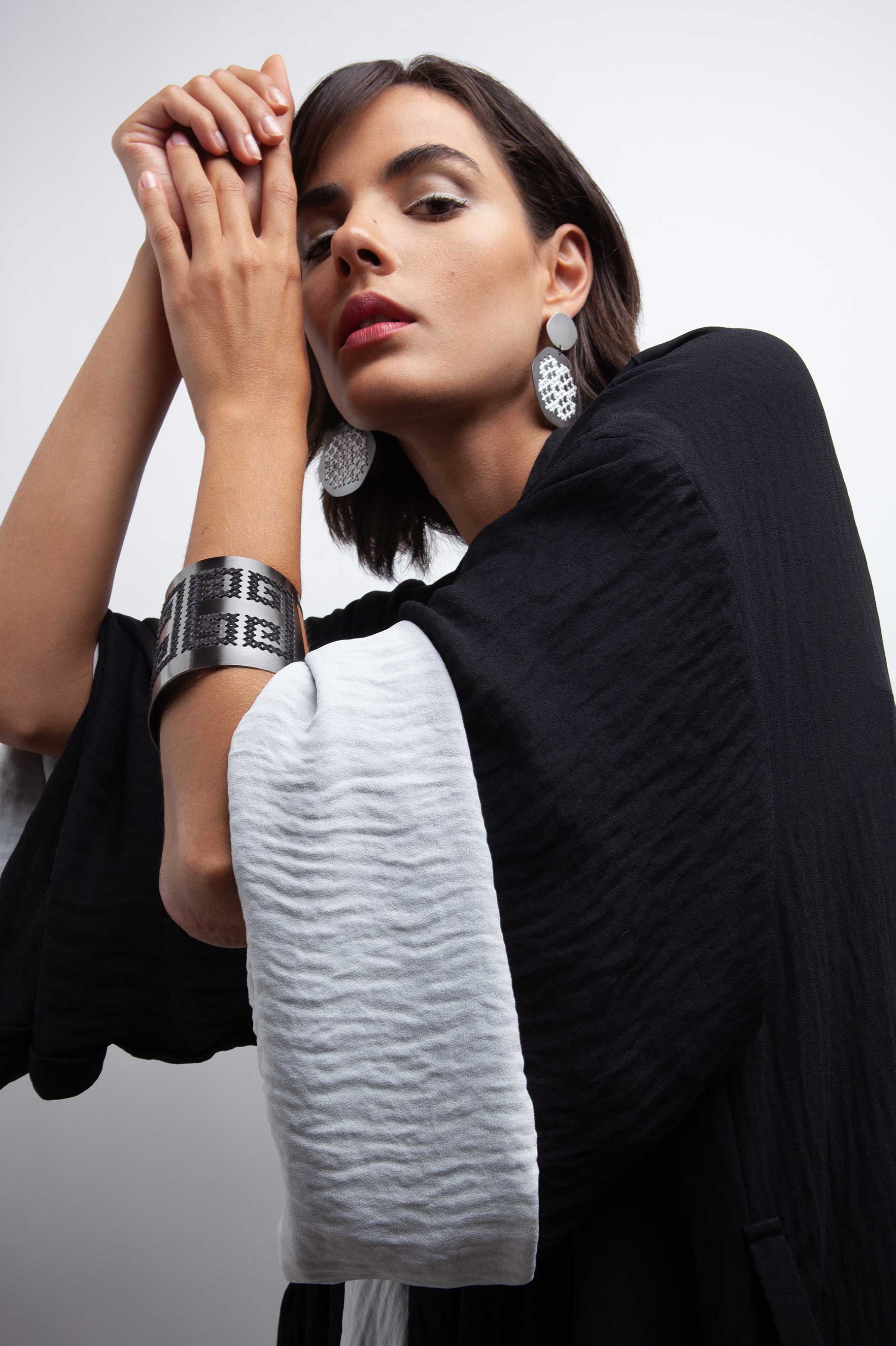 Greek Key Black Cuff - CHARALAMPIA