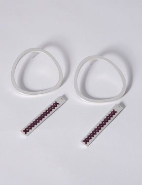 2Way Oval Silver Earrings CHARALAMPIA