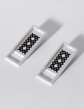 2Way Rectangle Silver Earrings CHARALAMPIA