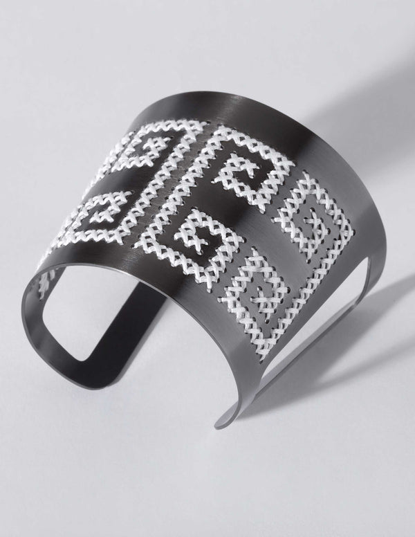 Greek Key Black Cuff - Charalampia Concept Items